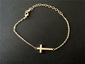 Stainless Steel Sideways Cross Bracelet for Women