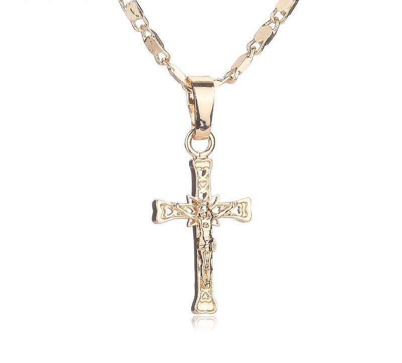 Gold Crucifix Necklace for Women