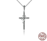 Sterling Silver Faith in Heart Cross Necklace for Women