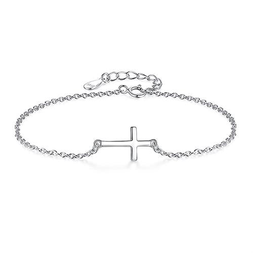 Sideways Cross Charm Bracelet for Women