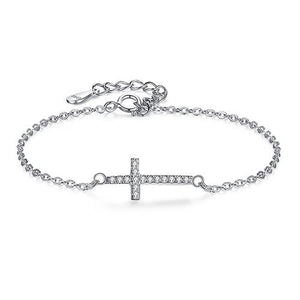 Sideways Cross Charm Bracelet for Women